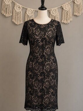 Sharagano Black Lace Dress